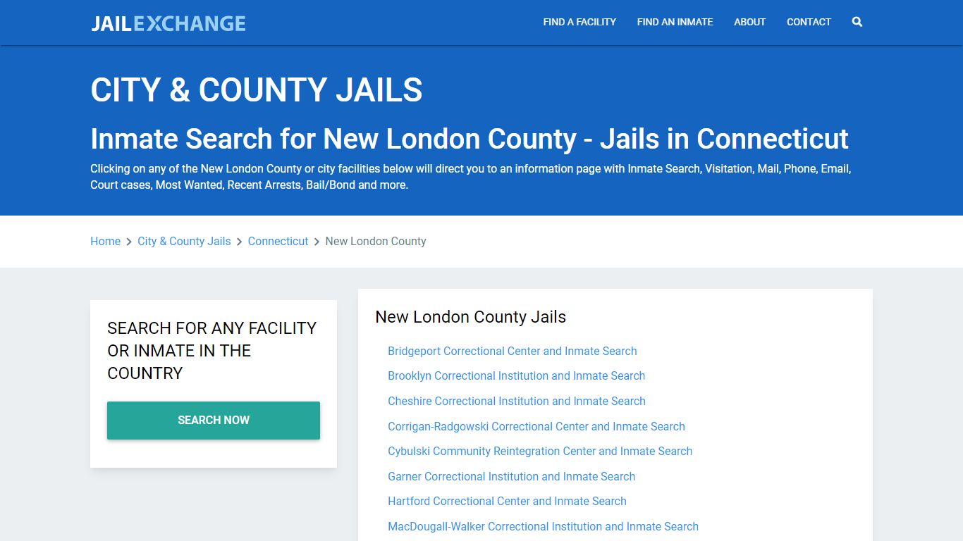 Inmate Search for New London County | Jails in Connecticut - Jail Exchange